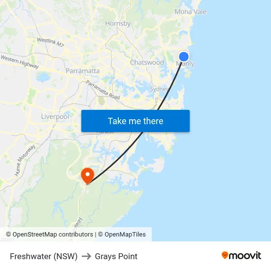 Freshwater (NSW) to Grays Point map