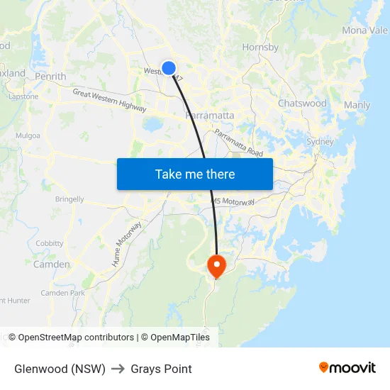Glenwood (NSW) to Grays Point map