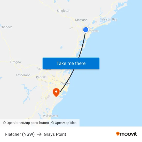 Fletcher (NSW) to Grays Point map