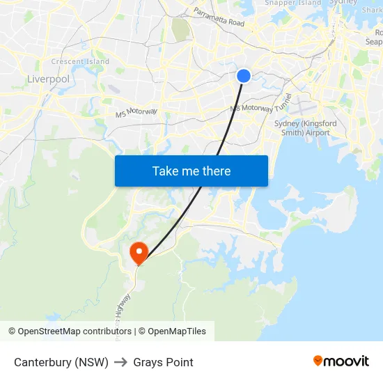 Canterbury (NSW) to Grays Point map