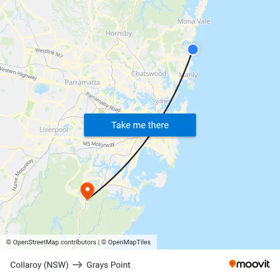 Collaroy (NSW) to Grays Point map