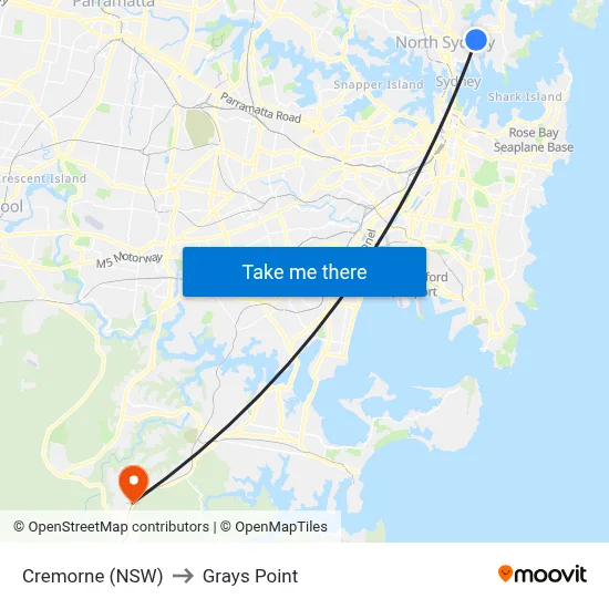 Cremorne (NSW) to Grays Point map