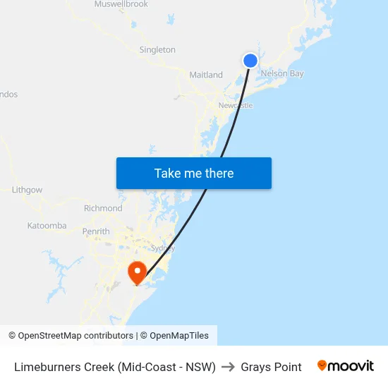 Limeburners Creek (Mid-Coast - NSW) to Grays Point map