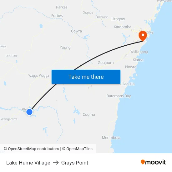 Lake Hume Village to Grays Point map