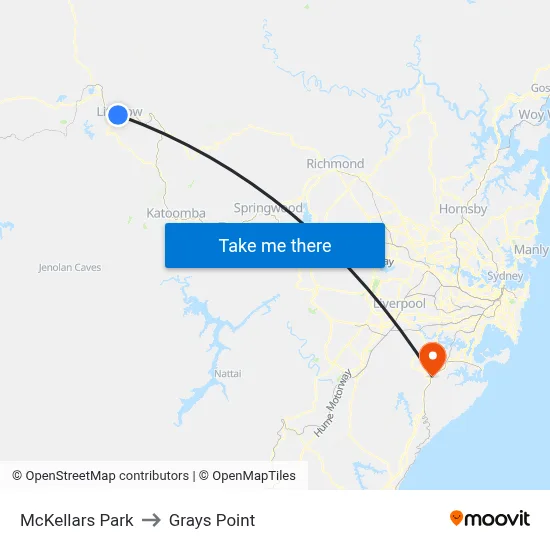 McKellars Park to Grays Point map
