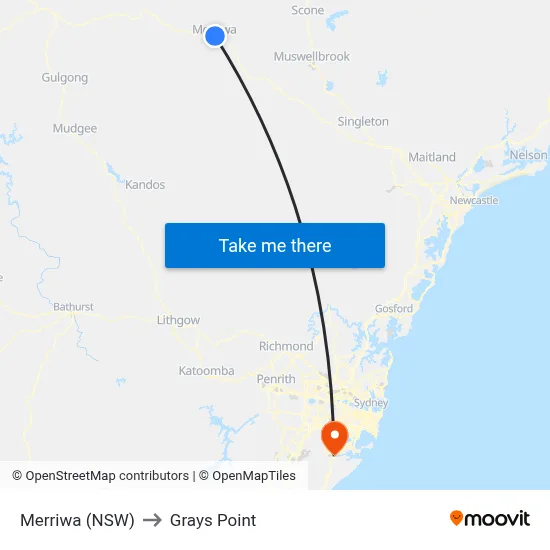 Merriwa (NSW) to Grays Point map