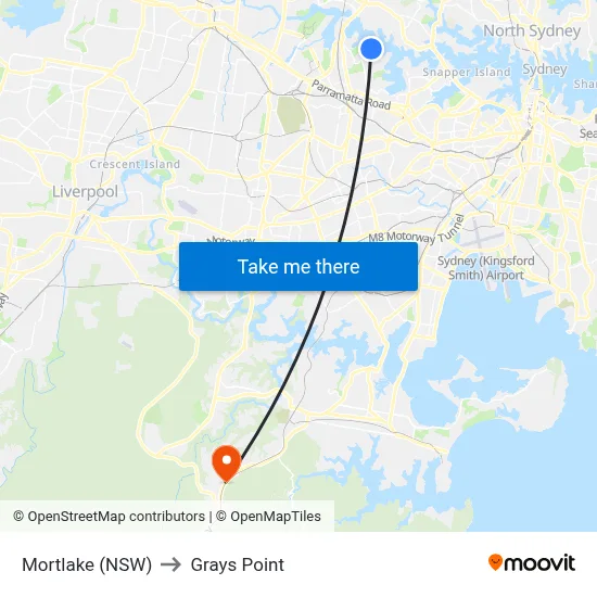 Mortlake (NSW) to Grays Point map