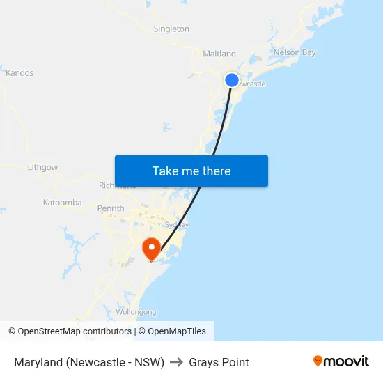 Maryland (Newcastle - NSW) to Grays Point map