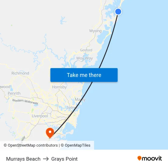 Murrays Beach to Grays Point map