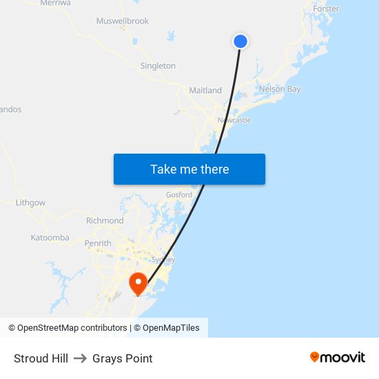 Stroud Hill to Grays Point map