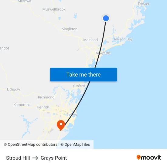 Stroud Hill to Grays Point map