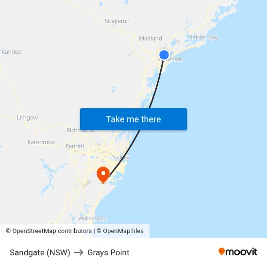 Sandgate (NSW) to Grays Point map