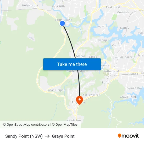 Sandy Point (NSW) to Grays Point map