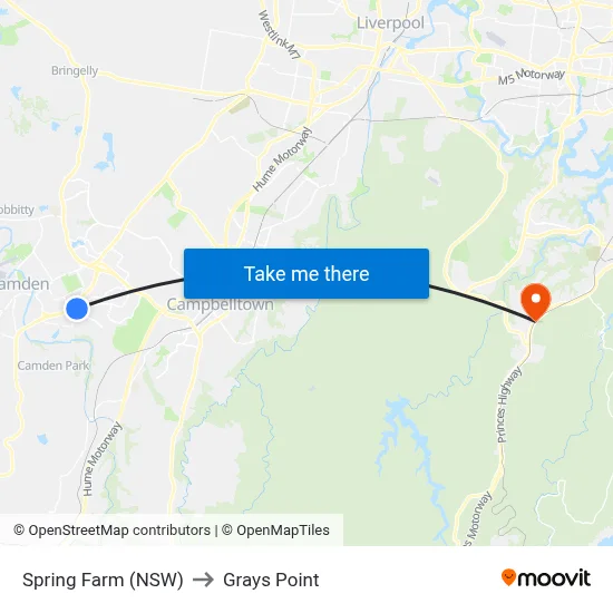 Spring Farm (NSW) to Grays Point map