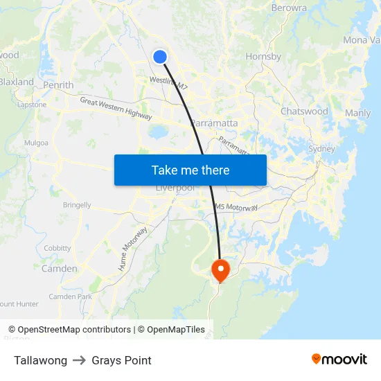 Tallawong to Grays Point map