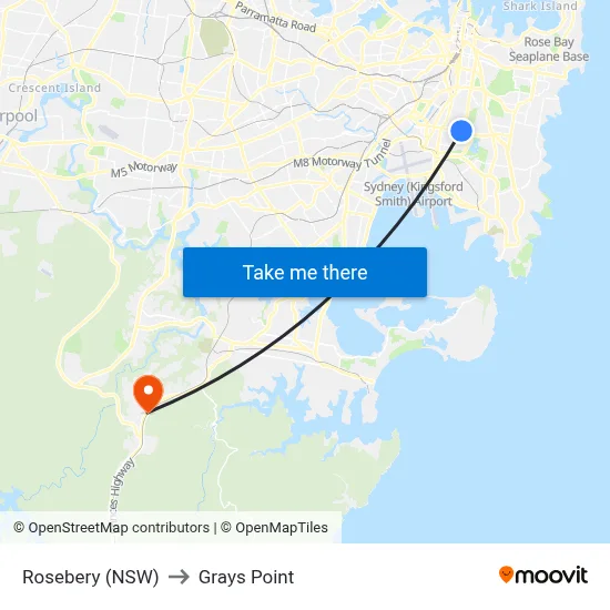 Rosebery (NSW) to Grays Point map