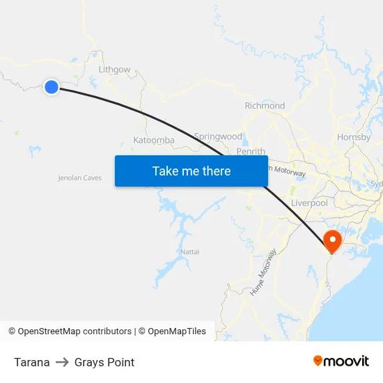 Tarana to Grays Point map