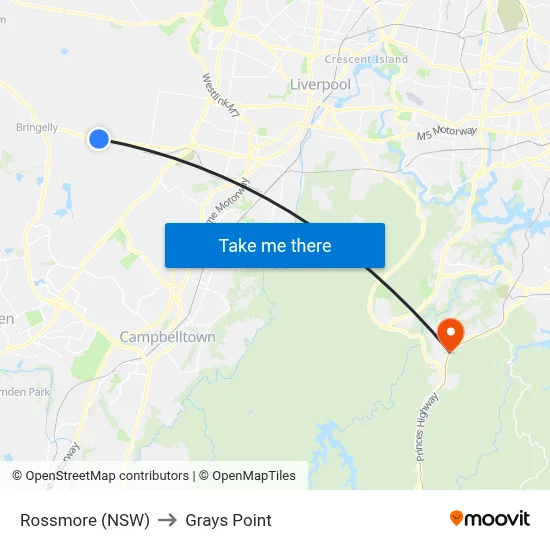 Rossmore (NSW) to Grays Point map