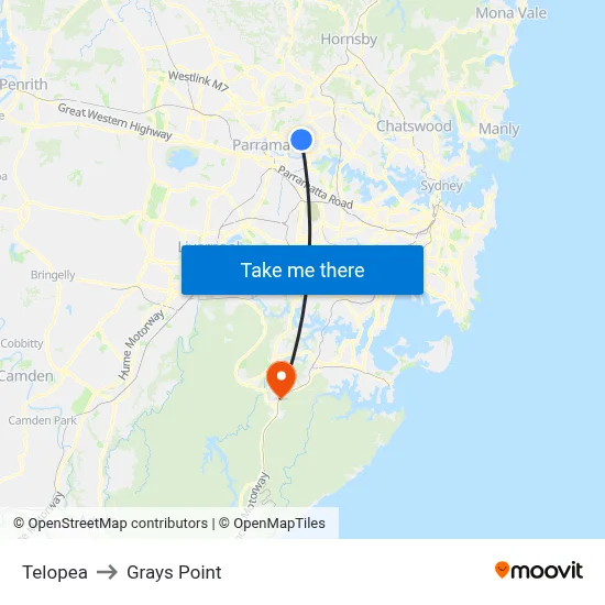 Telopea to Grays Point map