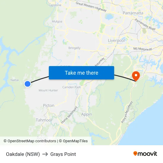 Oakdale (NSW) to Grays Point map