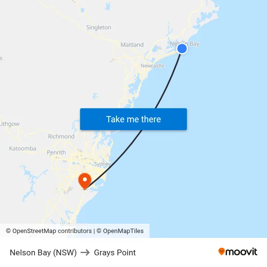 Nelson Bay (NSW) to Grays Point map