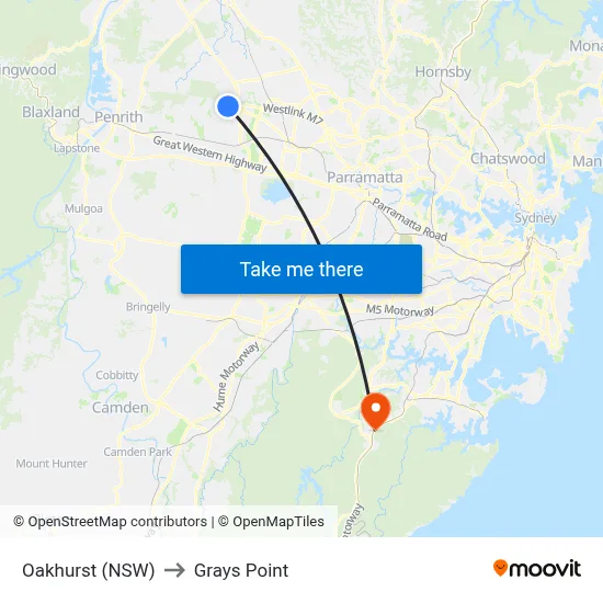 Oakhurst (NSW) to Grays Point map
