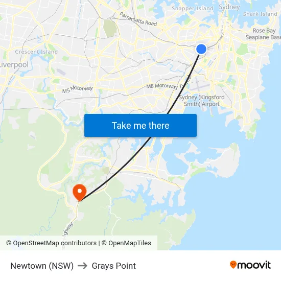 Newtown (NSW) to Grays Point map