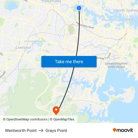 Wentworth Point to Grays Point map