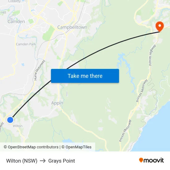 Wilton (NSW) to Grays Point map