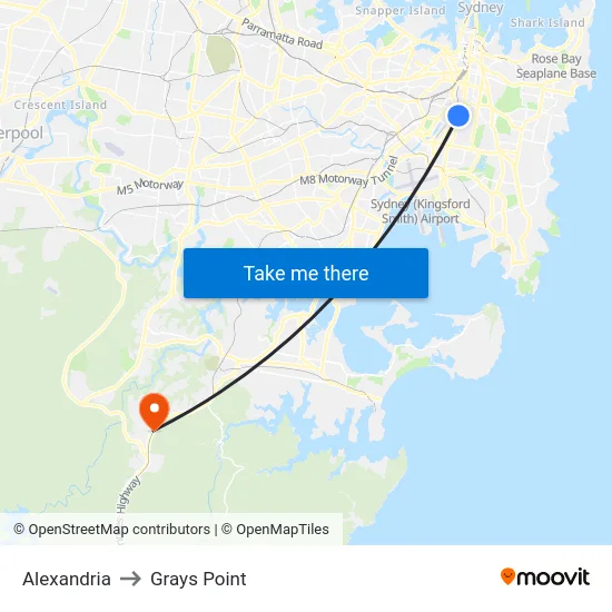 Alexandria to Grays Point map