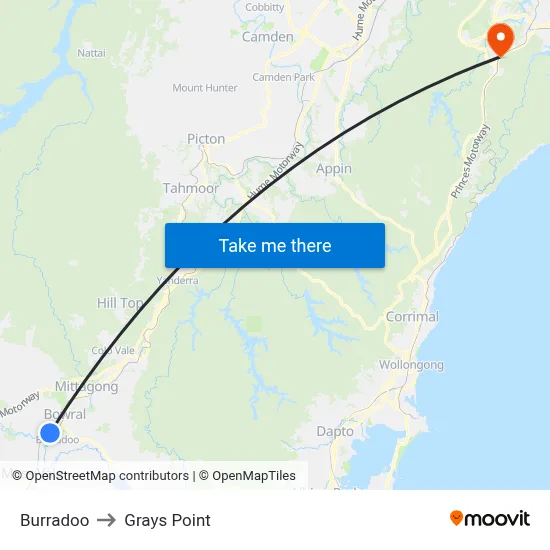 Burradoo to Grays Point map