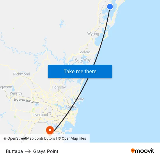 Buttaba to Grays Point map