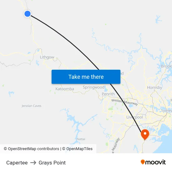 Capertee to Grays Point map