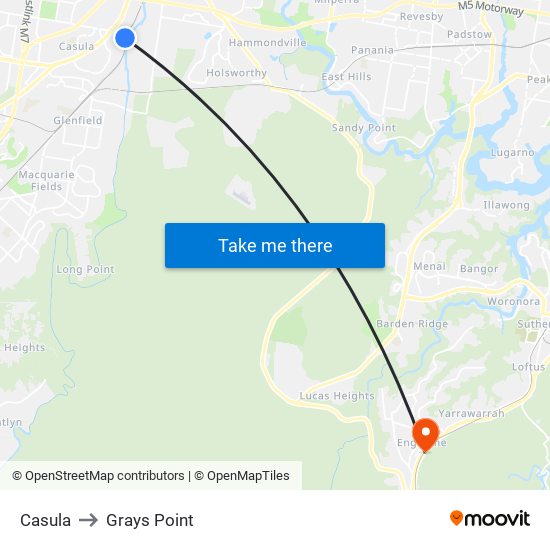 Casula to Grays Point map