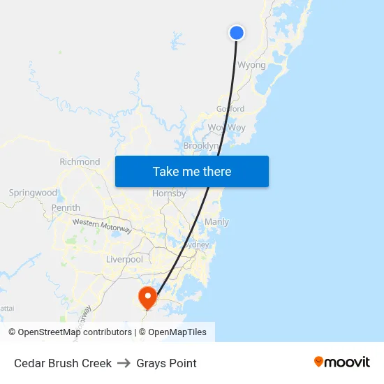 Cedar Brush Creek to Grays Point map
