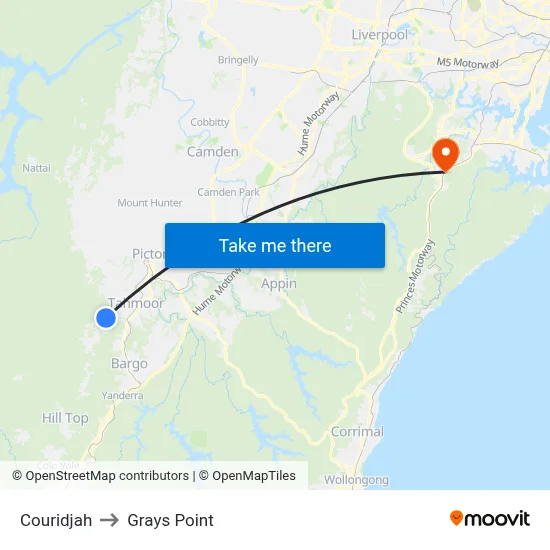 Couridjah to Grays Point map