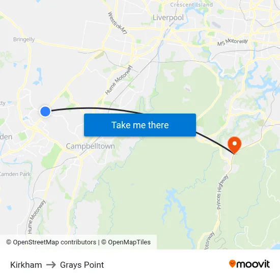 Kirkham to Grays Point map