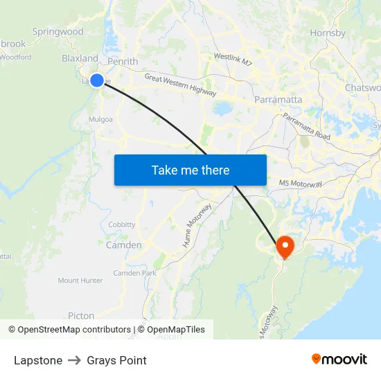 Lapstone to Grays Point map