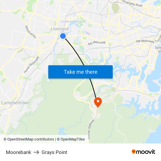 Moorebank to Grays Point map