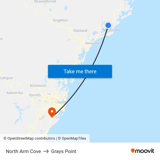 North Arm Cove to Grays Point map