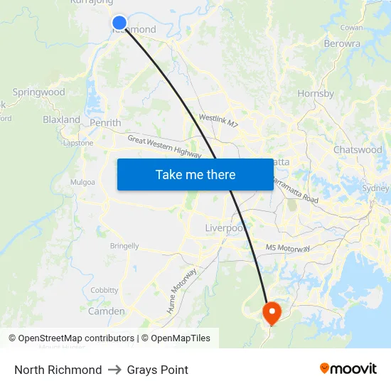 North Richmond to Grays Point map