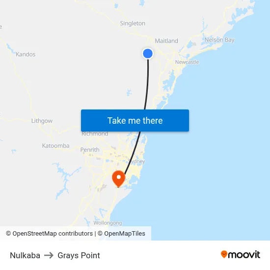 Nulkaba to Grays Point map