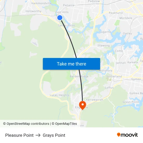 Pleasure Point to Grays Point map