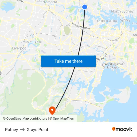 Putney to Grays Point map