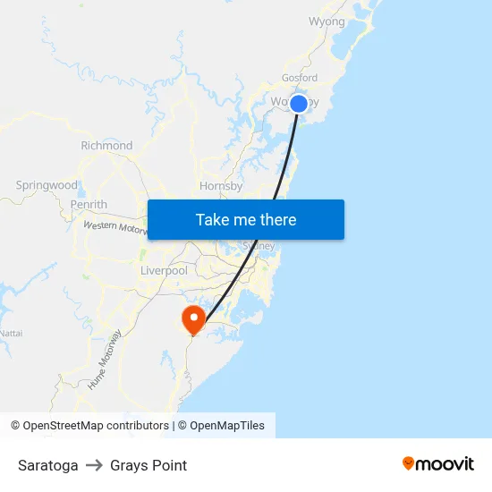 Saratoga to Grays Point map