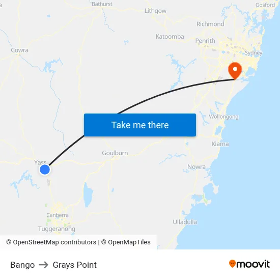 Bango to Grays Point map