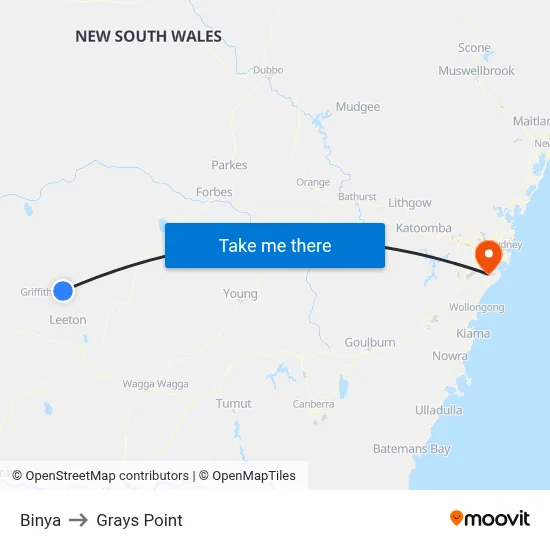 Binya to Grays Point map