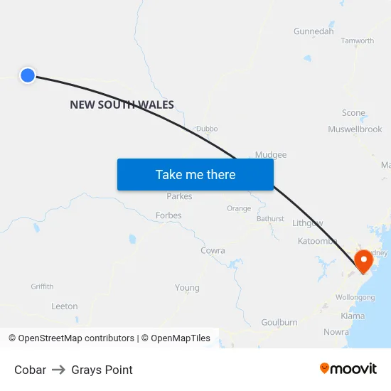 Cobar to Grays Point map