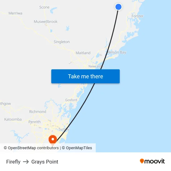 Firefly to Grays Point map
