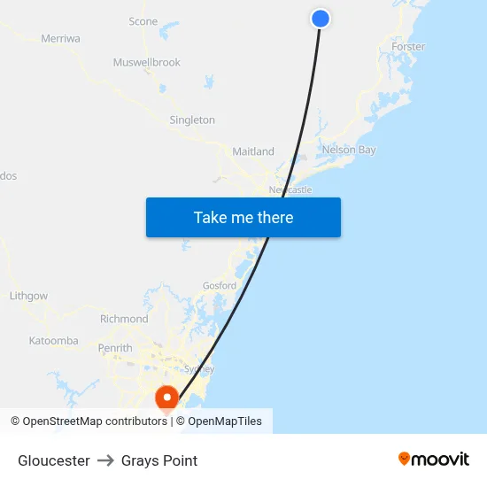 Gloucester to Grays Point map